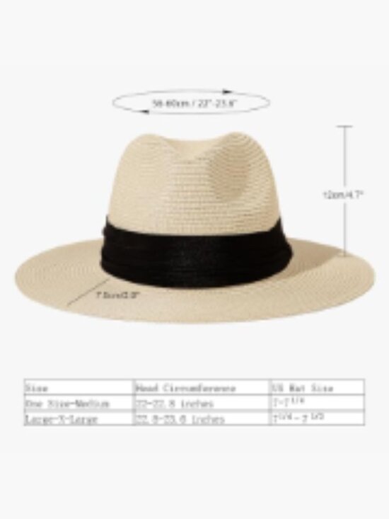 Women Wide Brim Straw Panama Roll up Hat Fedora Beach Sun Hat UPF50+ main image 5